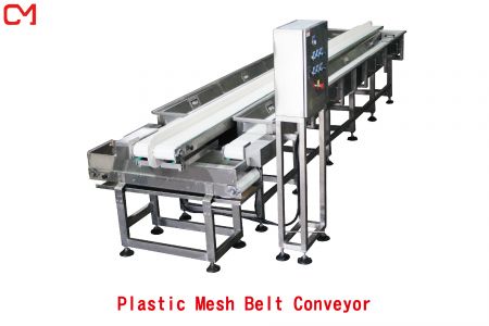 Plastic mesh belt conveyor.
